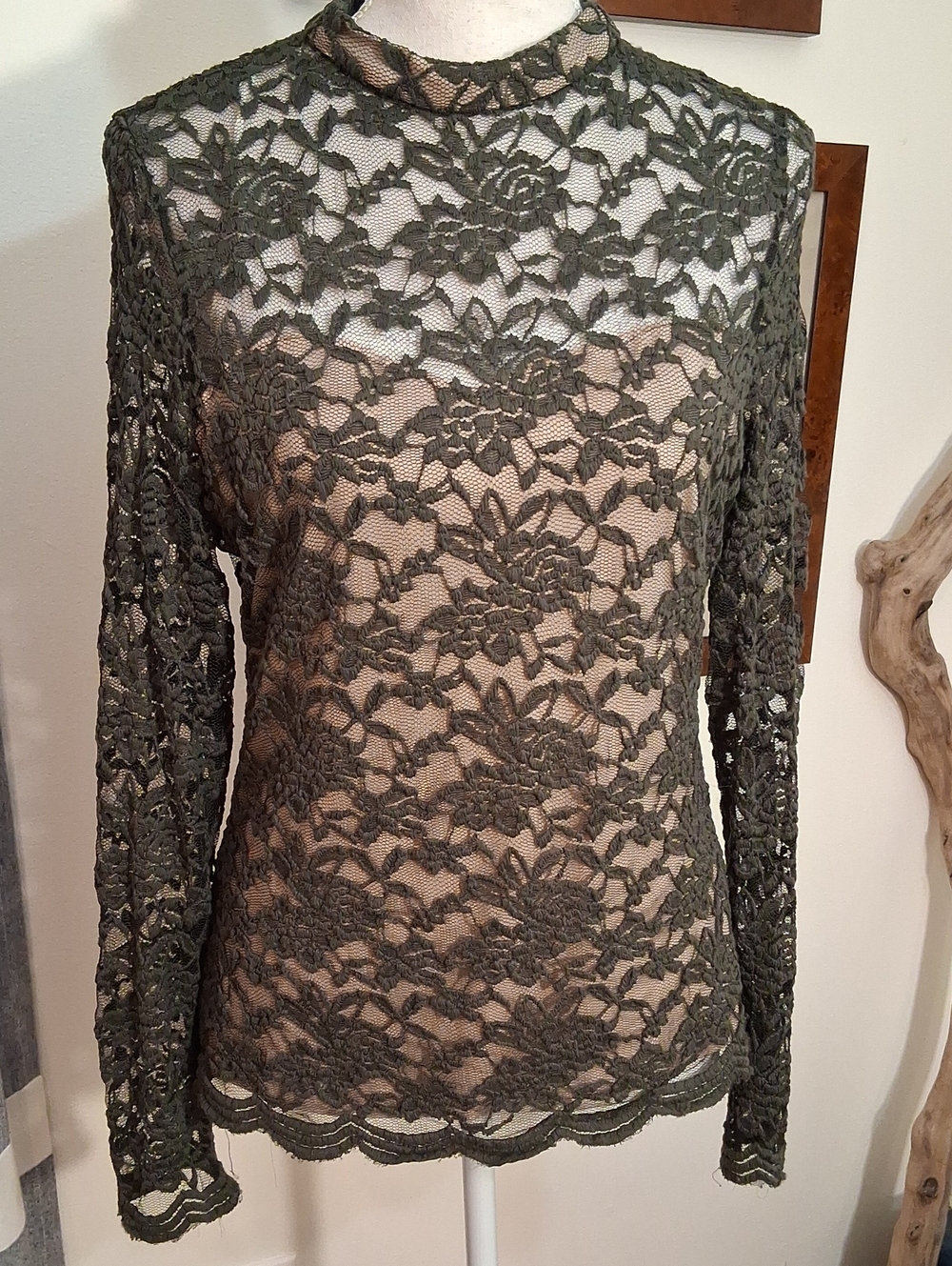 love, Fire Gray Lace Long-Sleeve Top